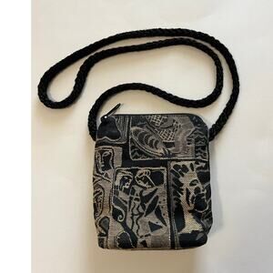 Alice's Collections | Small tapestry bag with braided strap Black & Gold